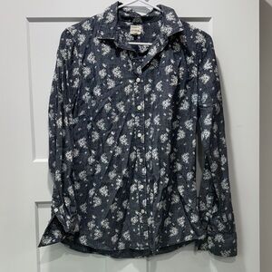 J. Crew Blue Floral Button Down Shirt